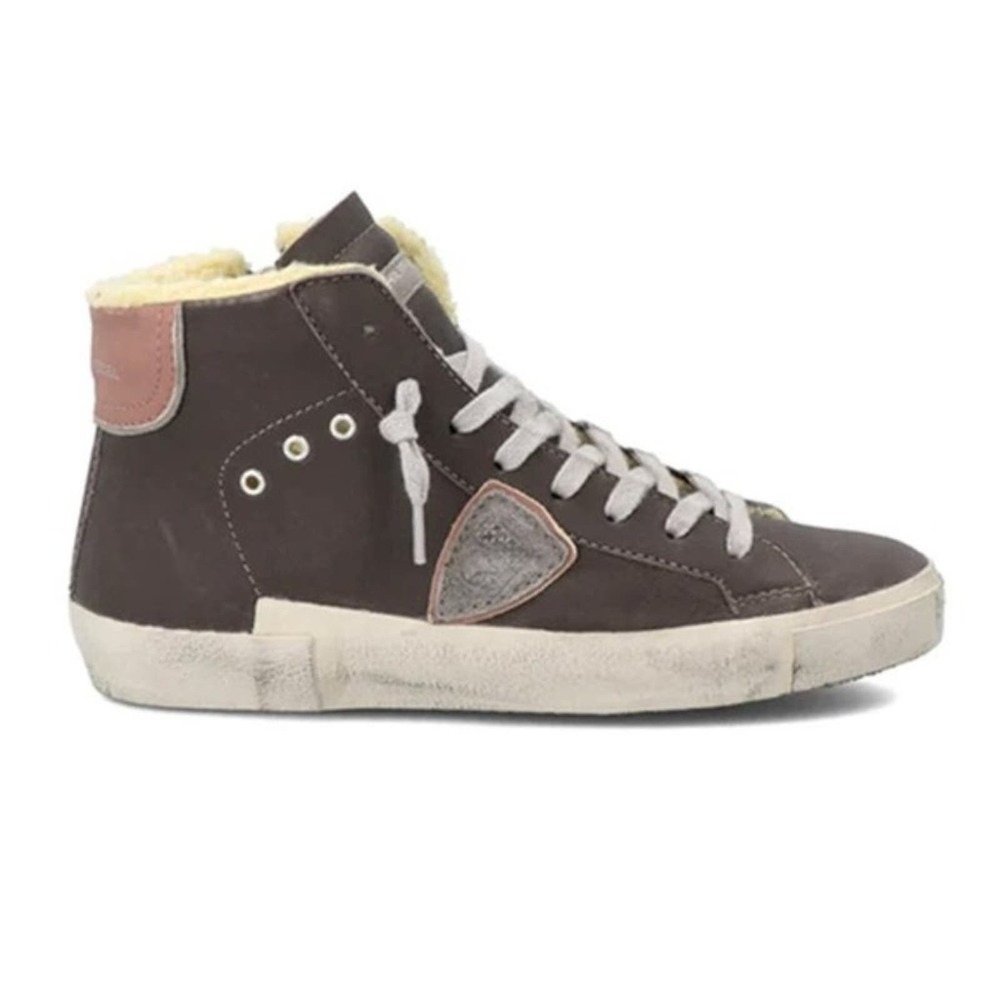NEW Philippe Model Prsx High Top Gray Sneakers in Leather Color: Anthracite
